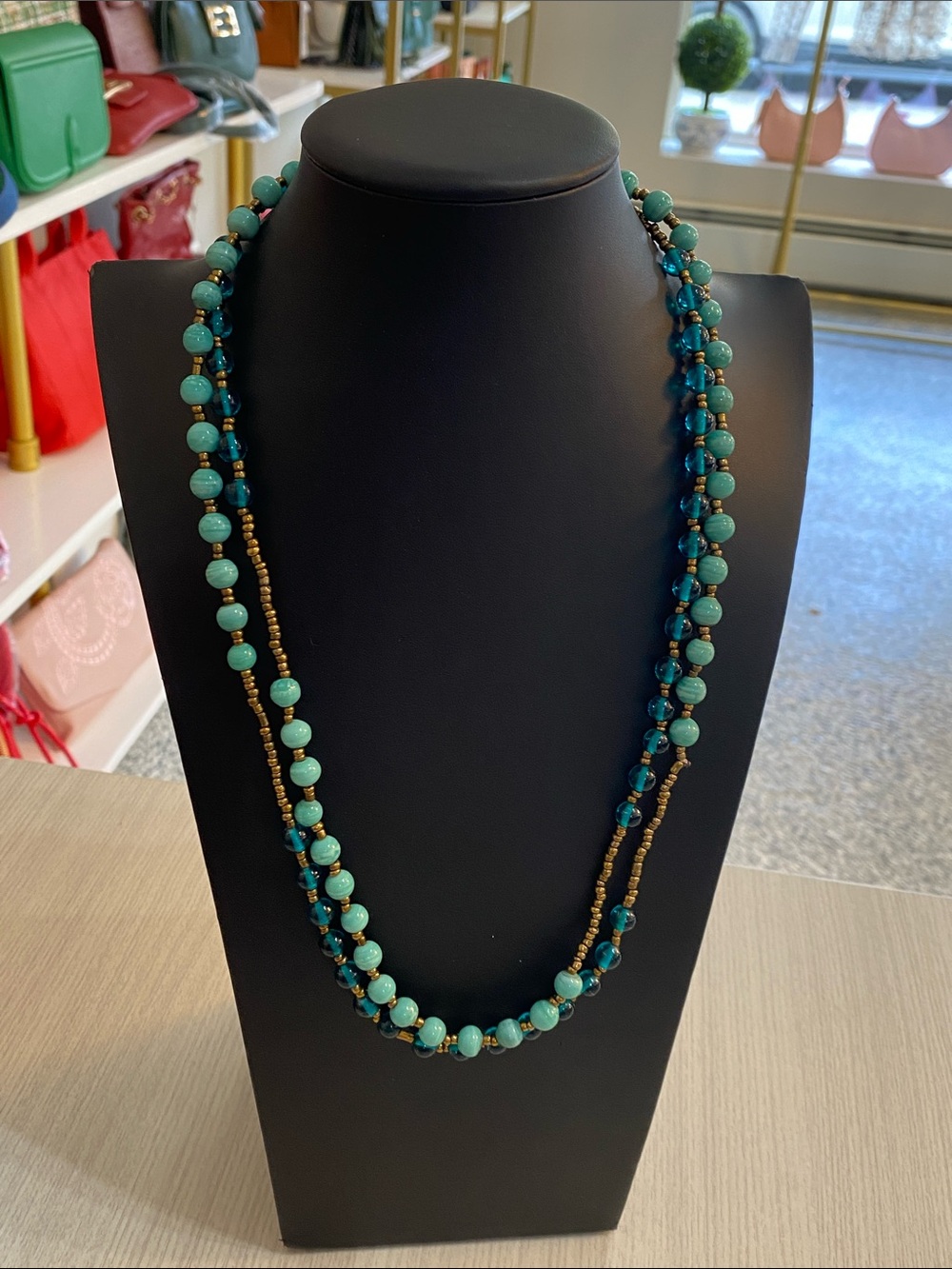Handcrafted Turquoise colored Beaded Necklace - Women Jewelry